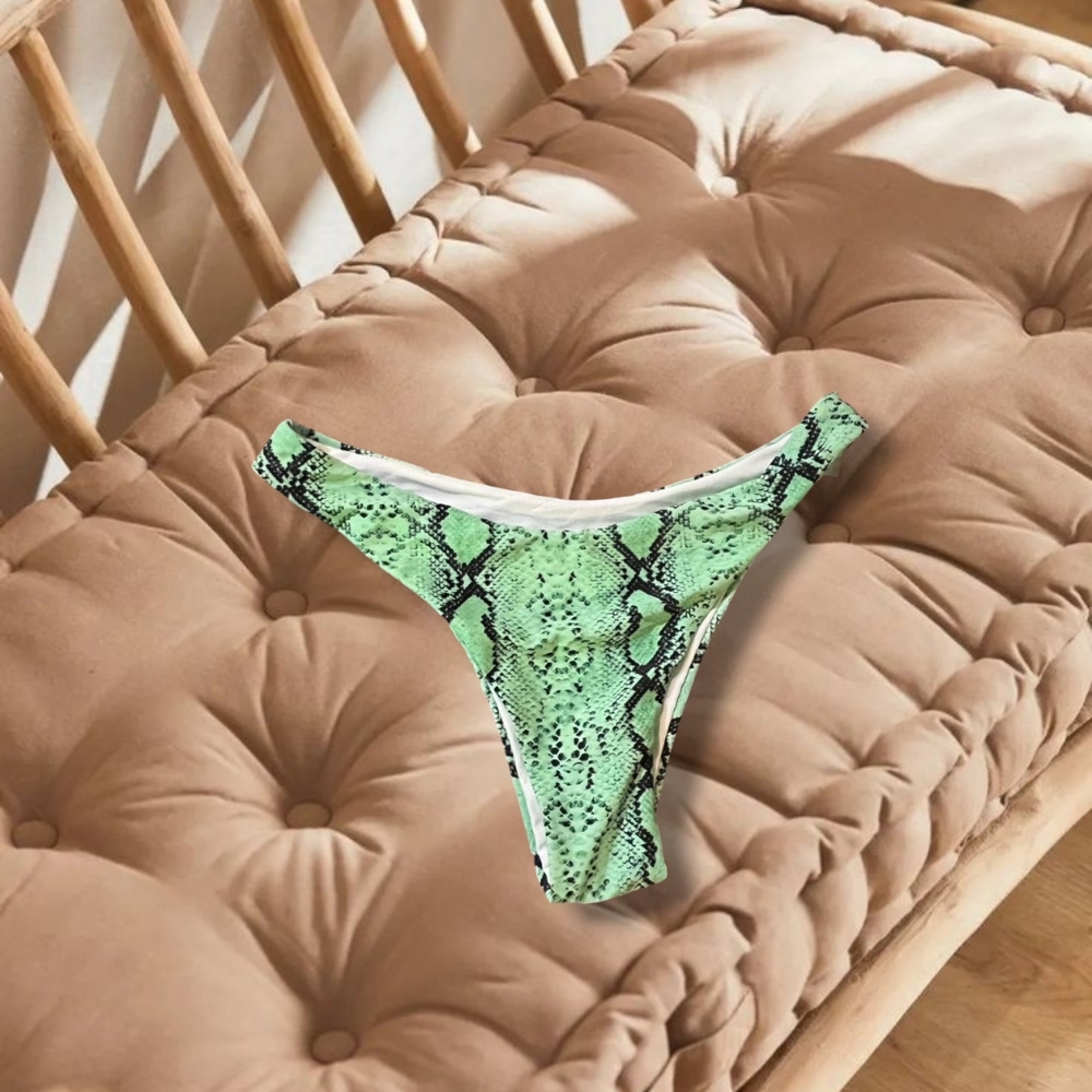 green and black snakeskin print bikini